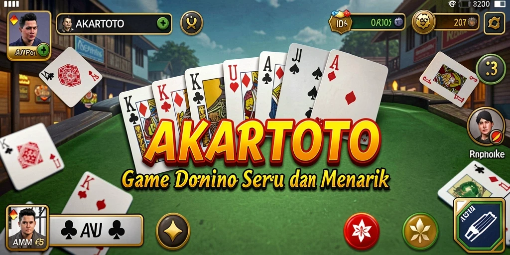 Tangkapan layar gameplay AKARTOTO yang menampilkan serunya permainan domino.