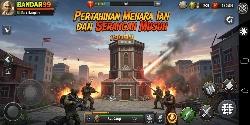 Tampilan gameplay BANDAR99 yang menegangkan dengan pertahanan menara yang strategis.