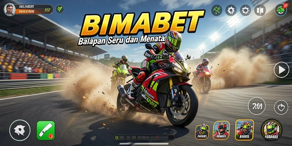 Tangkapan layar <strong>BIMABET</strong> menampilkan aksi balapan motor yang mendebarkan.