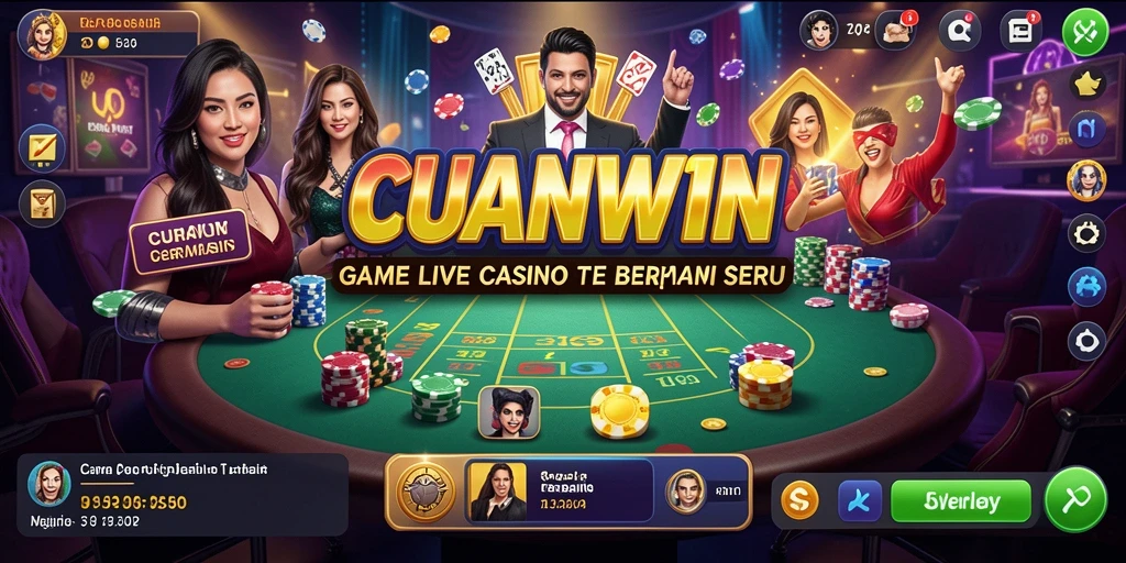 Screenshot utama CUANWIN yang menunjukkan gameplay Live Casino yang seru.