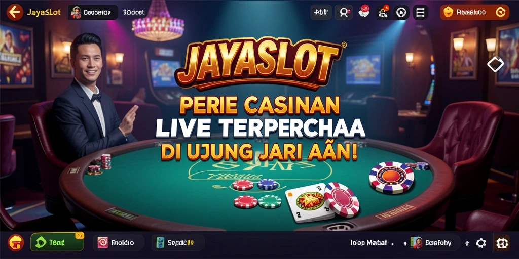 Screenshot utama JAYASLOT menampilkan dealer profesional dalam permainan Live Casino.