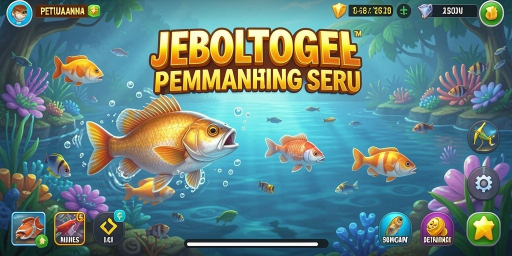 Gameplay JEBOLTOGEL yang menampilkan aksi memancing seru.