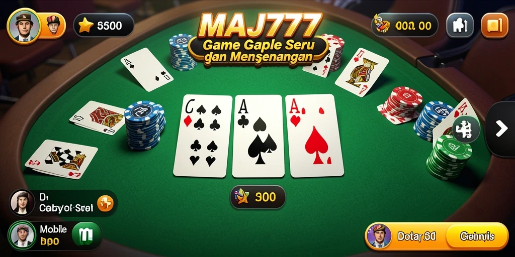 Gameplay seru Gaple dengan desain grafis menarik dan interaktif.