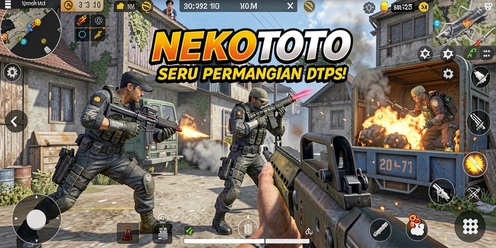 Tampilan gameplay <strong>NEKOTOTO</strong> yang menampilkan aksi pertarungan seru di dunia TPS.
