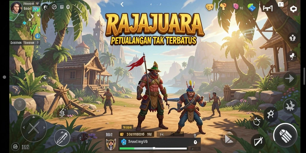 Screenshot gameplay RAJAJUARA menunjukkan petualangan seru di dunia terbuka.