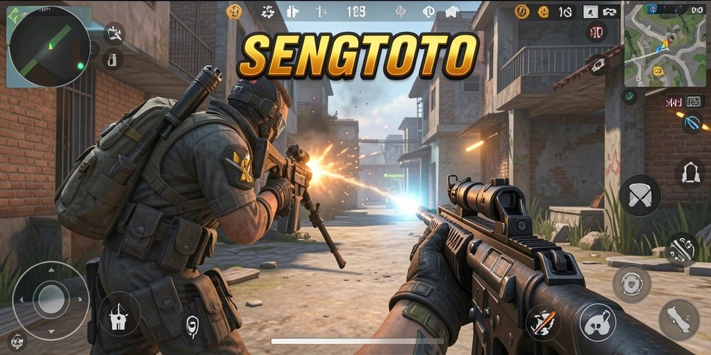 Tampilan gameplay SENGTOTO yang mendebarkan di medan perang.