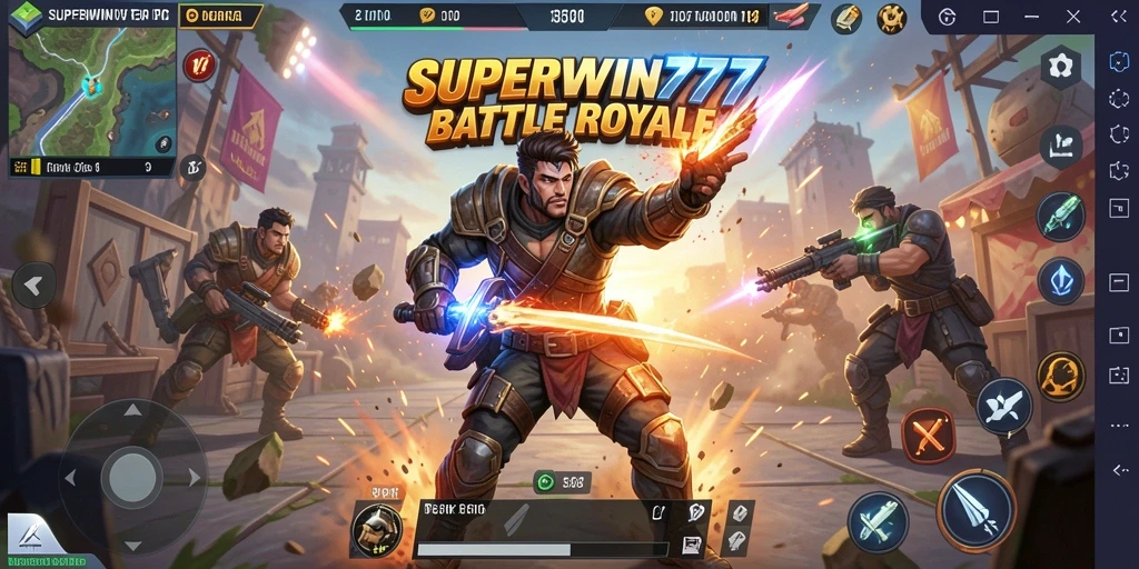 Tampilan gameplay SUPERWIN777 yang mendebarkan dalam arena Battle Royale.